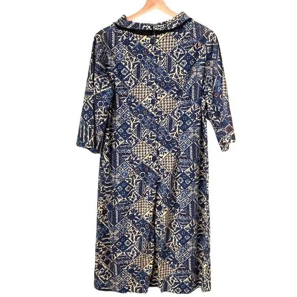 Floral Print 3/4 Sleeve Round Neck Midi A-Line Dress - Picture 2 of 12